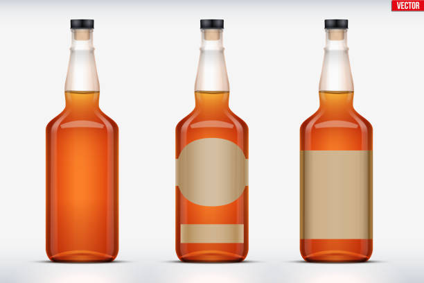 ilustrações, clipart, desenhos animados e ícones de maquete ajustado do frasco do uísque - brandy bottle alcohol studio shot
