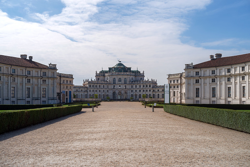 Italy : Facade of villa Olmo, and garden in Como. July 15, 2023