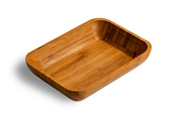 istock Rectangle wooden bowl isolated on white background. 1131097149