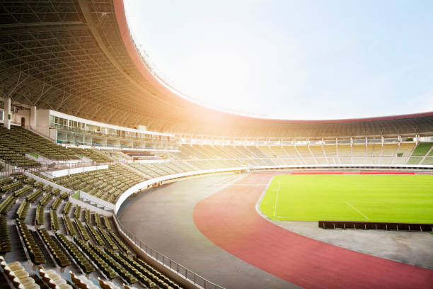 Spotlights and floodlights at a stadium