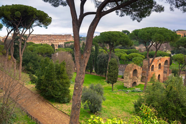 Colosseum view from Palatino hill in Rome