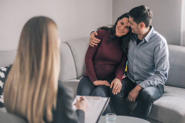 istock Young couple on counseling appointment during pregnancy 1131100214