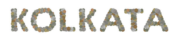 istock KOLKATA  word with stack of coins on white background 1131102550