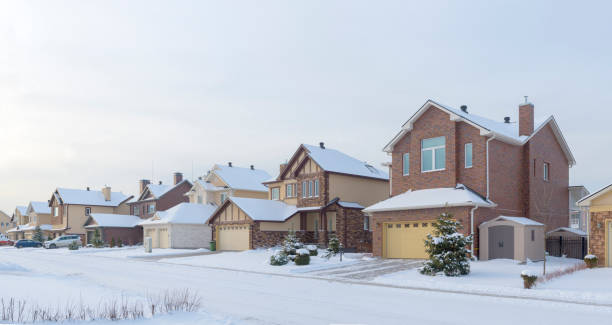 istock Brand new suburban homes in winter 1131105241