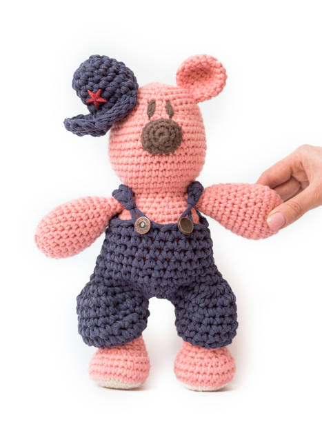 istock Knitted toy - a little bear 1131105322