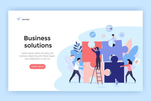 Business solution concept illustration. Business solution concept illustration, perfect for web design, banner, mobile app, landing page, vector flat design game developer stock illustrations