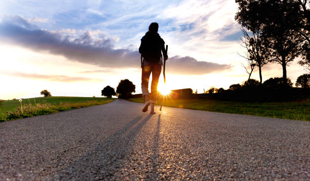 Pilgrim woman at Sunset