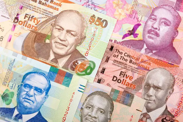 Photo of Bahamian Dollars a background