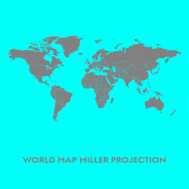World map Miller projection Vector illustration of the World Map in a Miller projection international border stock illustrations