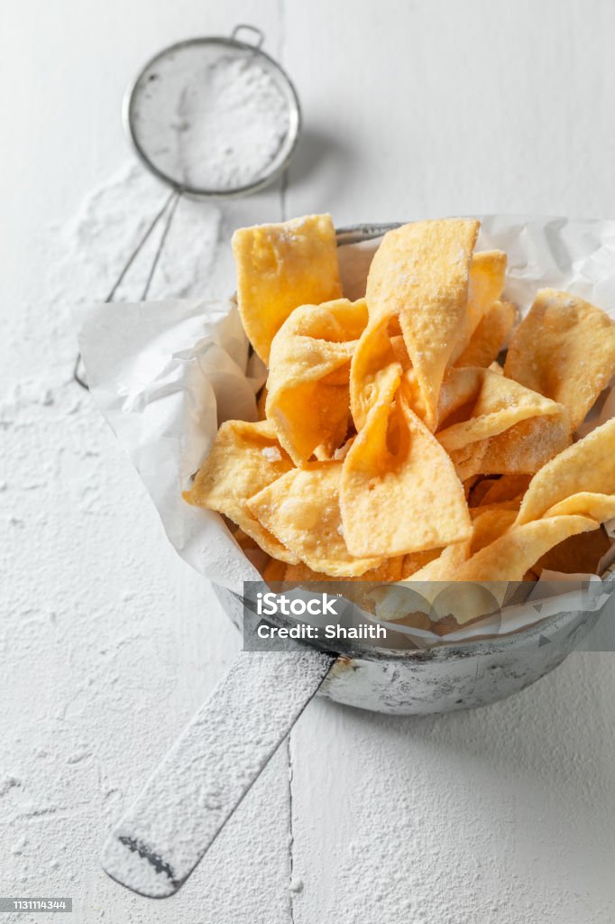 Yummy and fresh angel wings with powdered sugar Angel Stock Photo