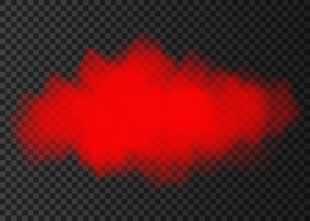 ilustrações de stock, clip art, desenhos animados e ícones de red smoke cloud  isolated on transparent background. - colors color image exploding fog