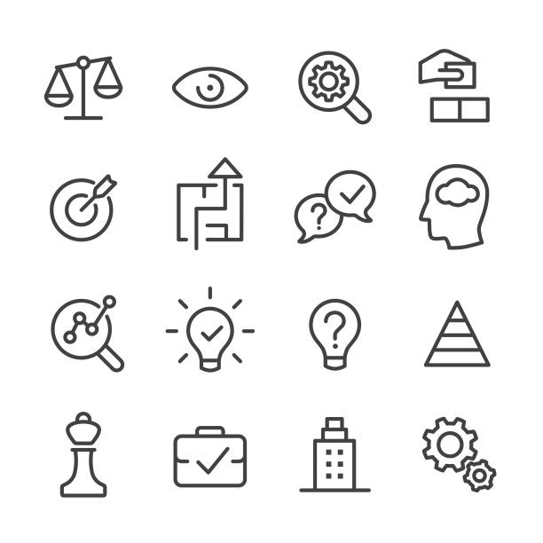 ilustrações de stock, clip art, desenhos animados e ícones de business and strategy icons - line series - maze solution business plan