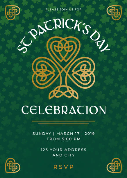 St. Patrick's Day Special Party Invitation Template St. Patrick's Day Special Party Invitation Template - Illustration gold or aquarius or symbol or fortune or year stock illustrations