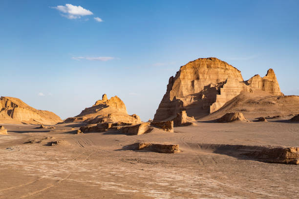 istock Panoramic view of Kaluts (small mountains or sand formations) in Lut desert in a sunny day, Iran 1131119111