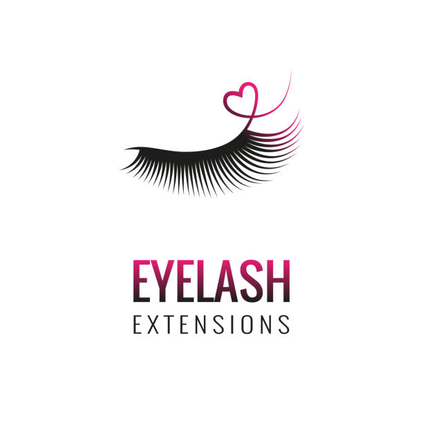 Eyelash extension with heart logo design. Eyelash extension with heart logo design. Vector illustration. eyelash stock illustrations