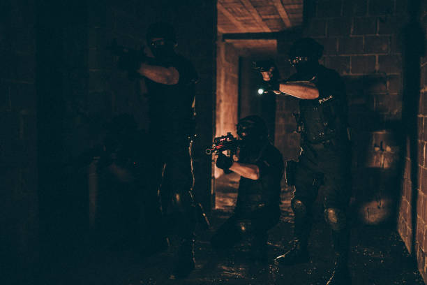 istock Special forces police team on a mission 1131121647