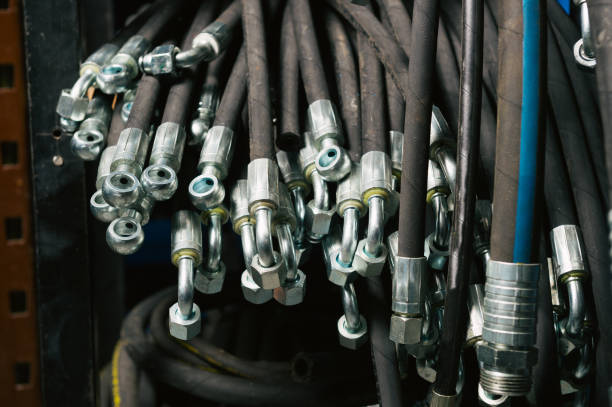 Hydraulic pipes stock photo