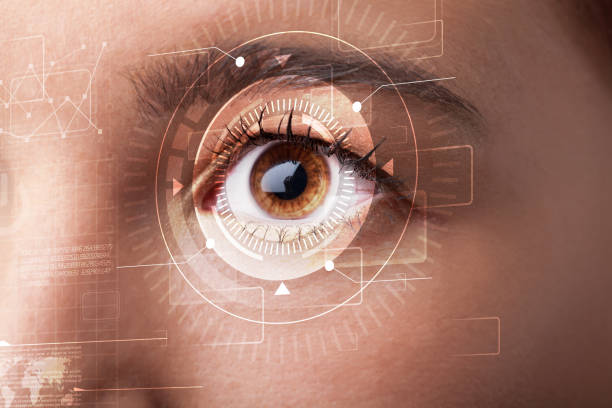 istock Cyber girl with technolgy eye looking 1131123057