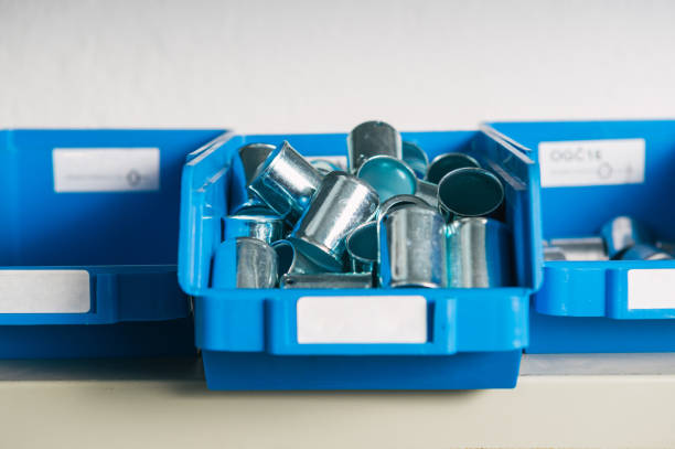 istock Plastic storage boxes with metal fittings 1131123111