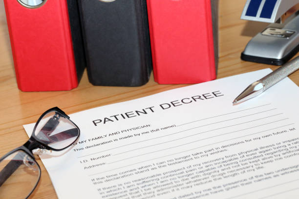 istock Blank form of a patient decree on a desk 1131124717