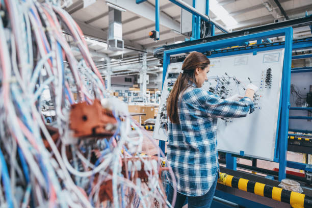 Female manuel worker working on the production line in factory