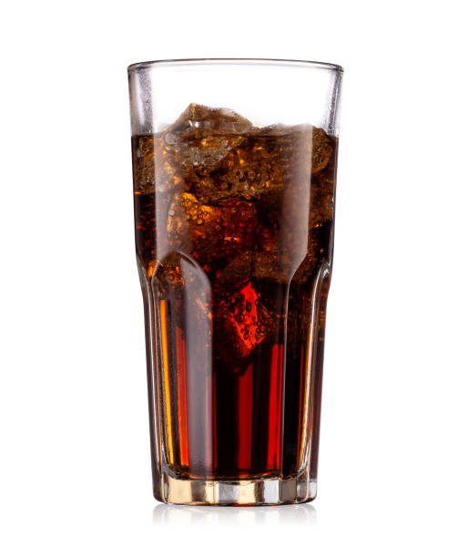 istock Brown carbonated drink in a glass with ice 1131125278