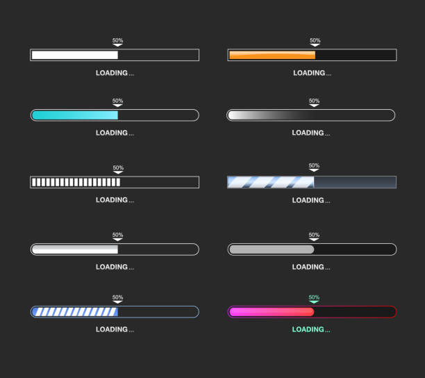 Loading bar Loading bar big set for app progress window stock illustrations