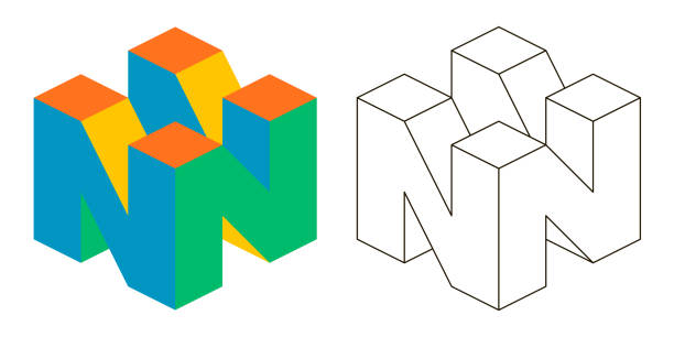 3d письмо n изометрия вектор буквы n для рекламы или логотипа, 3d изометрия - n stock illustrations