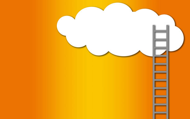 Ladder leading up to cloud, 3D rendering