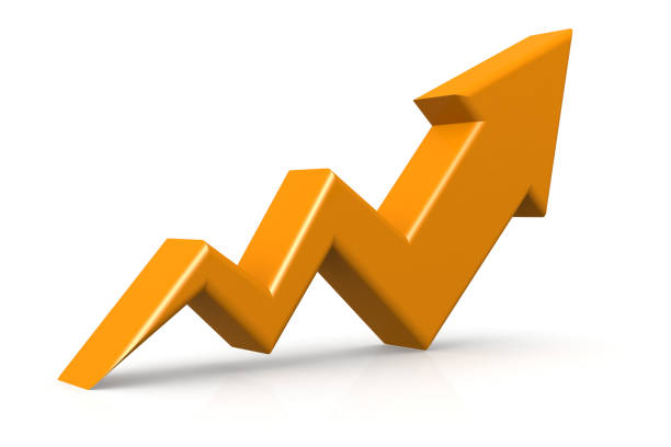 istock Yellow up growing arrow isolated 1131132682
