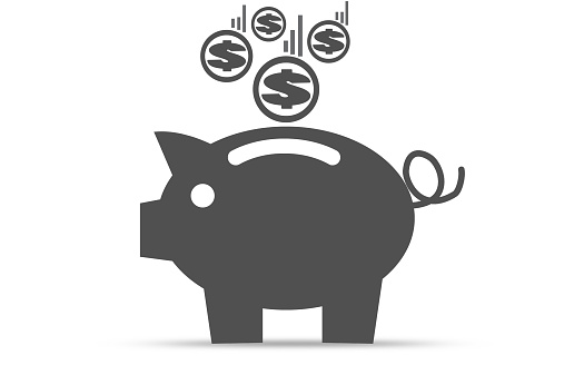 Piggy bank icon isolated on white, 3D rendering