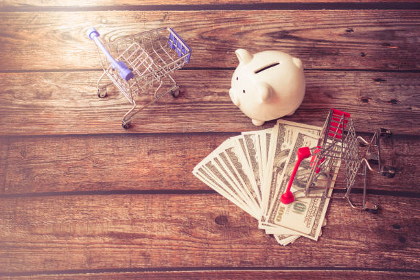 돼지를 가까이 하 여 돈을 벌고 온라인 쇼핑을 위해 돈을 절약 하십시오. - piggy bank savings internet finance 뉴스 사진 이미지