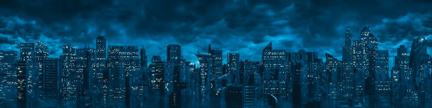 istock Science fiction city night panorama 1131136011