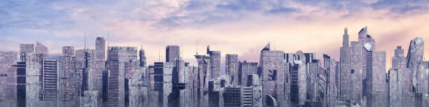 istock Science fiction city day panorama 1131136016
