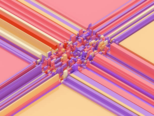 マルチカラー立方線形3d 構造 - coral break ストックフォトと画像