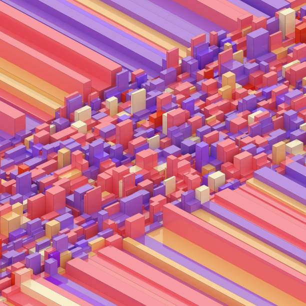 マルチカラー立方線形3d 構造 - coral break ストックフォトと画像