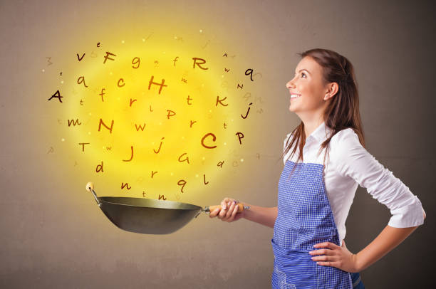 istock Person cooking letters in wok 1131144004