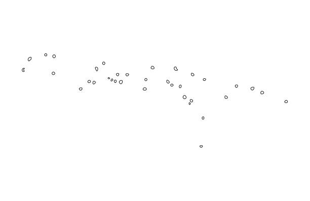 illustrations, cliparts, dessins animés et icônes de icône d'illustration d'isolement de vecteur avec la silhouette de ligne noire de la carte simplifiée des états fédérés de micronésie - federated