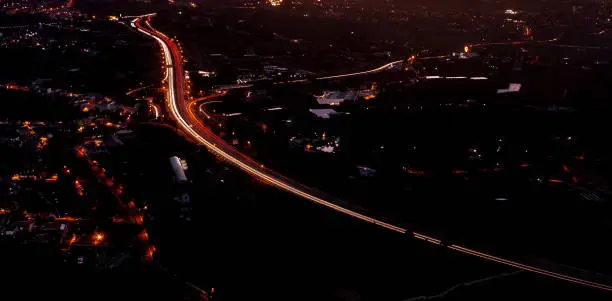 Light trails through the city