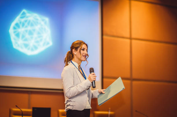 Public Speaker at a Conference stock photo