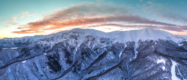 istock Botev peak, mountain line, and the sky in sunset colors 1131147320