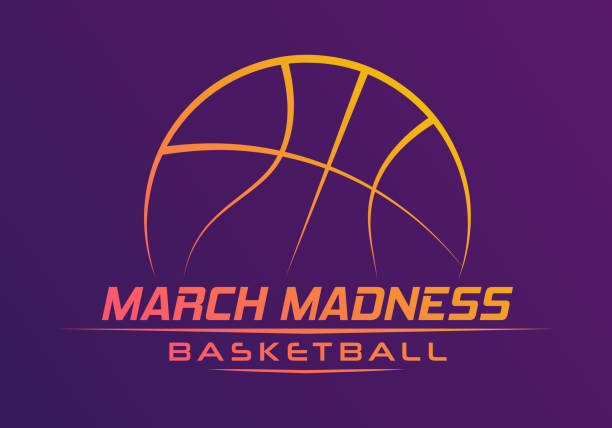 March Madness basketball March Madness basketball sport design. Basketball tournament logo, emblem, designs with basketball ball. college basketball court stock illustrations