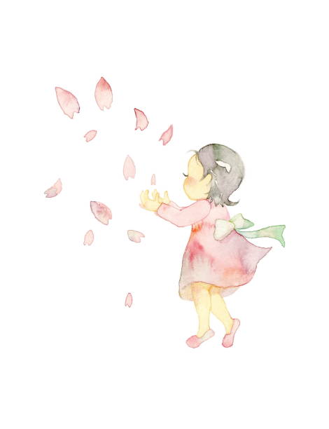 istock Petal of a cherry tree and girl 1131152839