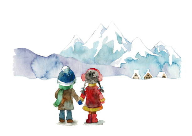 Snow-covered mountain Snow-covered mountain
Boy and girl 雪 stock illustrations