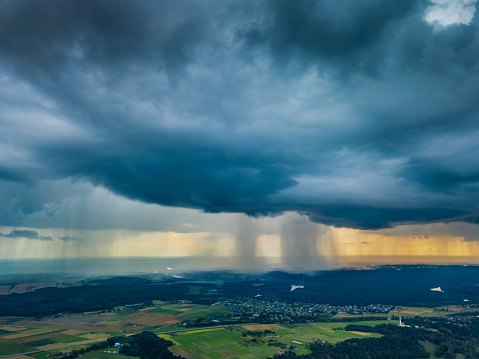 Aerial picture of Storm clouds with micro burst in Lithuania