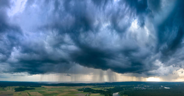 istock Aerial panorama of Storm clouds with micro burst 1131154161
