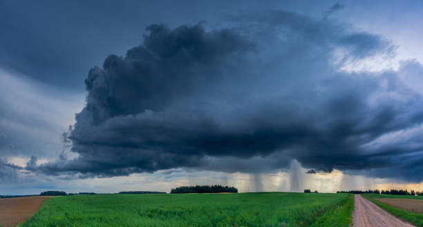 istock Panorama of Storm clouds with micro burst 1131154167