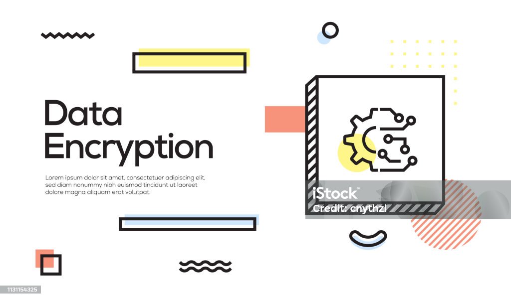 Encryption Poster Ideas Data Encryption Concept Geometric Retro Style Banner And Poster Concept ...