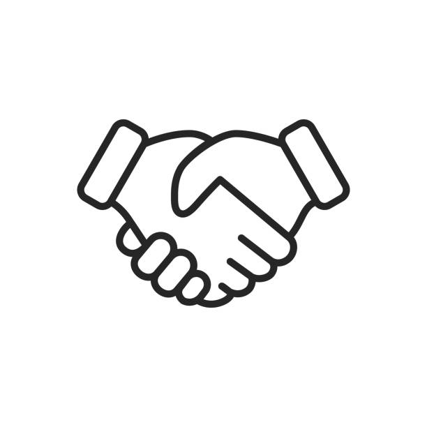 ilustraciones, imágenes clip art, dibujos animados e iconos de stock de icono de vector de línea delgada de handshake. trazo editable. pixel perfect. para móvil y web. - handshake