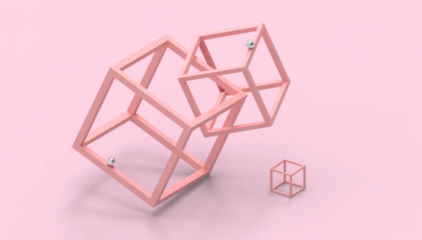 istock Illusion impossible shapes Box on Pastel Pink Background - 3d rendering 1131156981